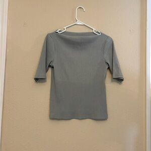 Old Navy Ribbed Gray Short Sleeve Top
